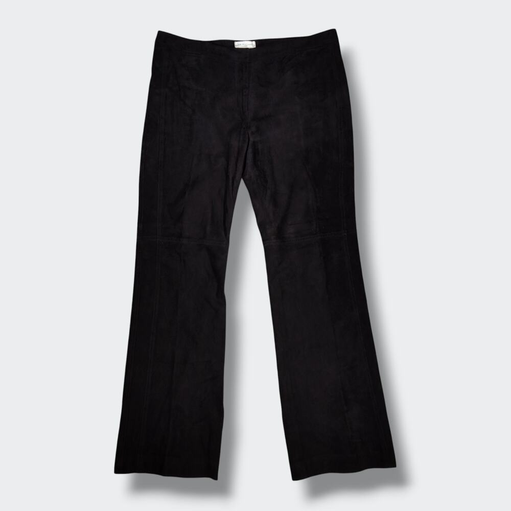 Vintage Y2K Dana Buchman Alexis Black Suede Leather Boot Cut Pants Size 16